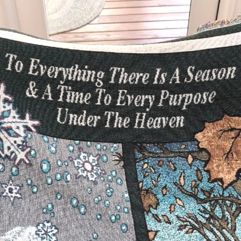 Vintage Tapestry Four Seasons Throw Blanket Ecclesiastes 3:1